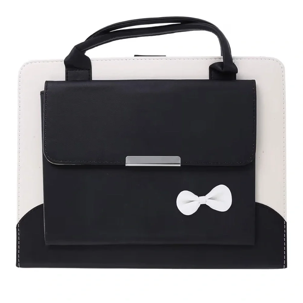 Black and White iPad Pro & Air 13” Carrying Case with Carry Handles & Bow Accent